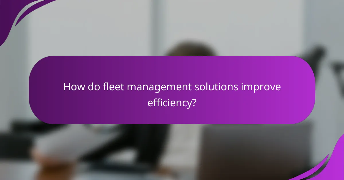 How do fleet management solutions improve efficiency?